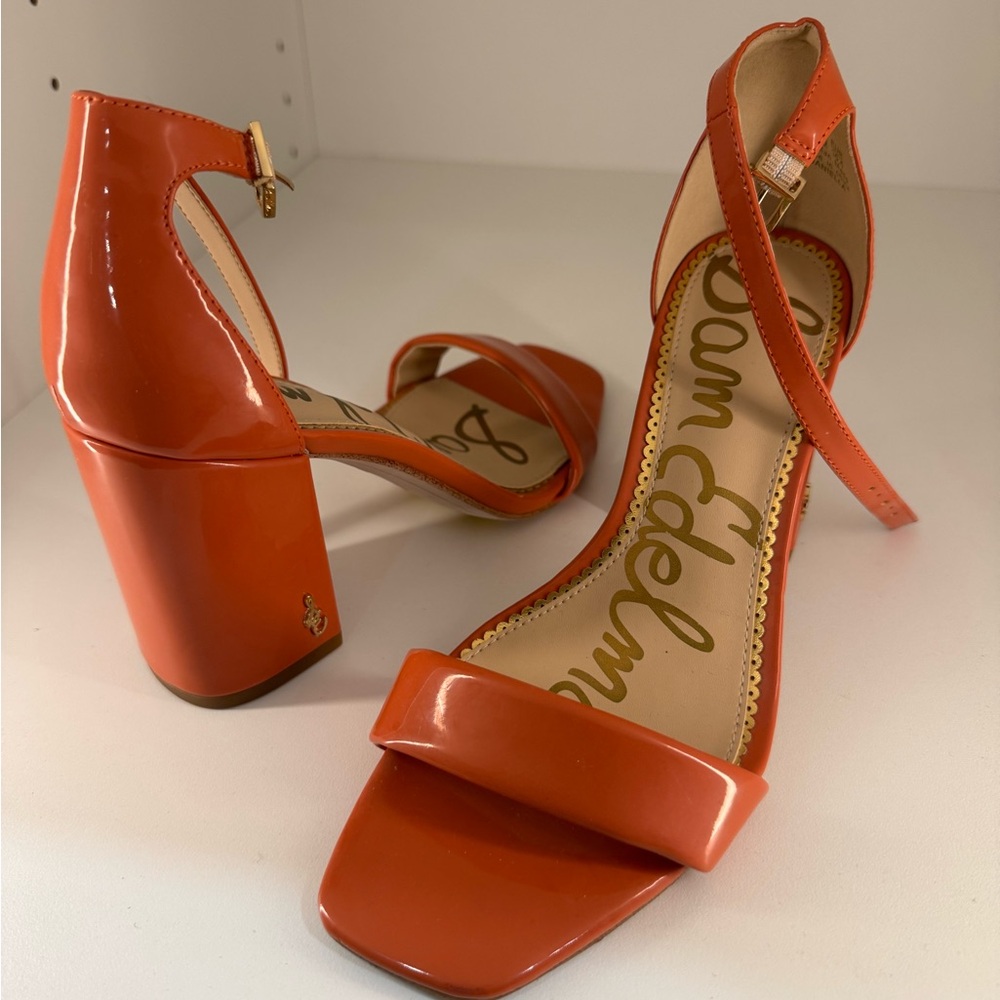 Sam Edelman Bold Orange Block Heel Sandals